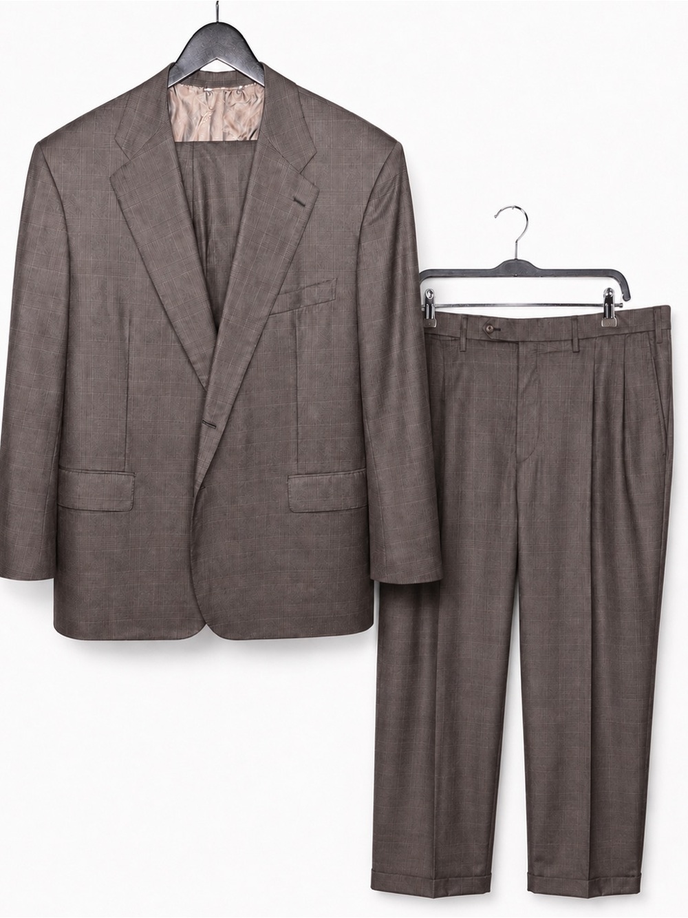 Kiton 14 Micron Super 180s Wool 2pc Suit Bergdorf Goodman Plaid Italy 42/44R